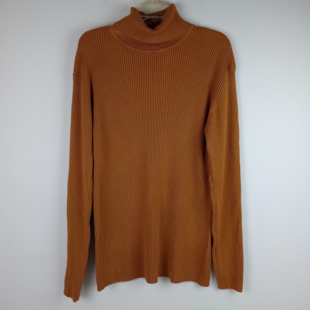 Coofandy Mens XXL Brown Ribbed Knit Mock Neck Casual Pullover Turtleneck Sweater